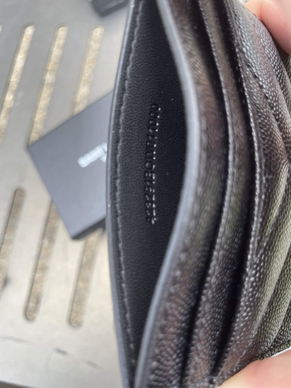 Saint Laurent Black Pebbled Card Holder with Gold YSL Emblem - Picture 4 of 5